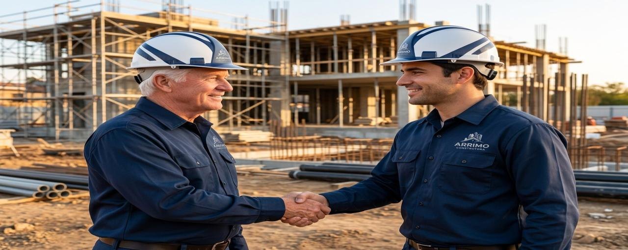 Aperto de mãos em obra entregue